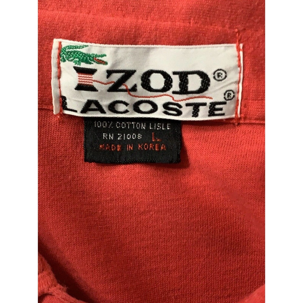 Vintage Izod Lacoste Men’s 100% Cotton Pocket Red Polo Signs Of Wear Size Large - Picture 3 of 9